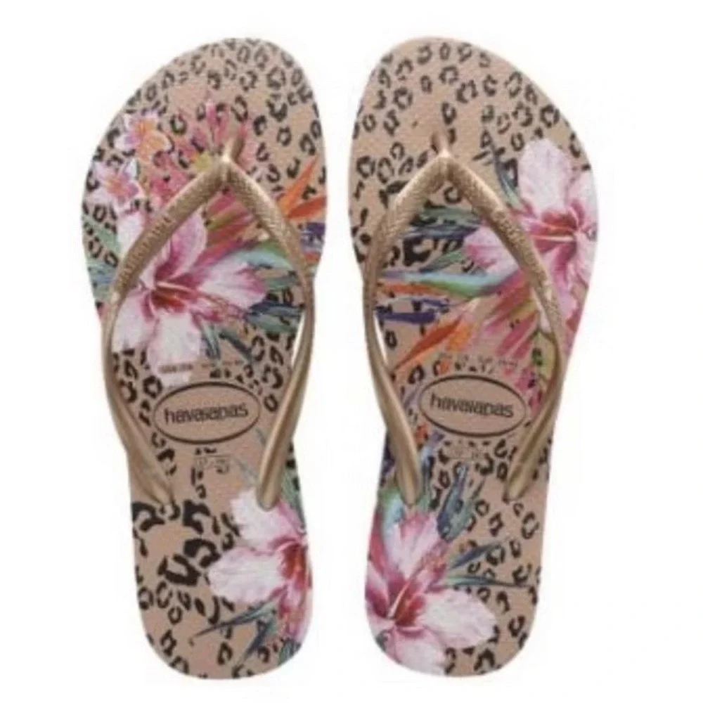 Havaianas Girls Slim Animal Floral Flip Flop Sandal Crocus Rose Size 1Y EU 31/32